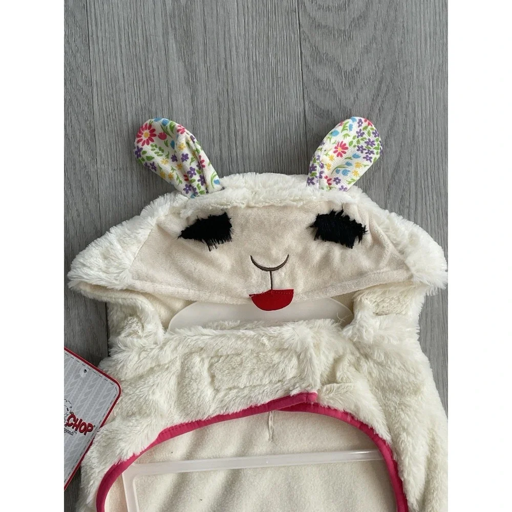 NEW Cute Lamb Chop w/ Bunny Ears Fluffy Dog Costume & Squeak Toy - Size L